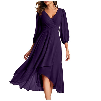 MIA – V-Neck Dress with Asymmetric Hem
