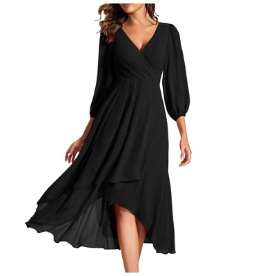 MIA – V-Neck Dress with Asymmetric Hem