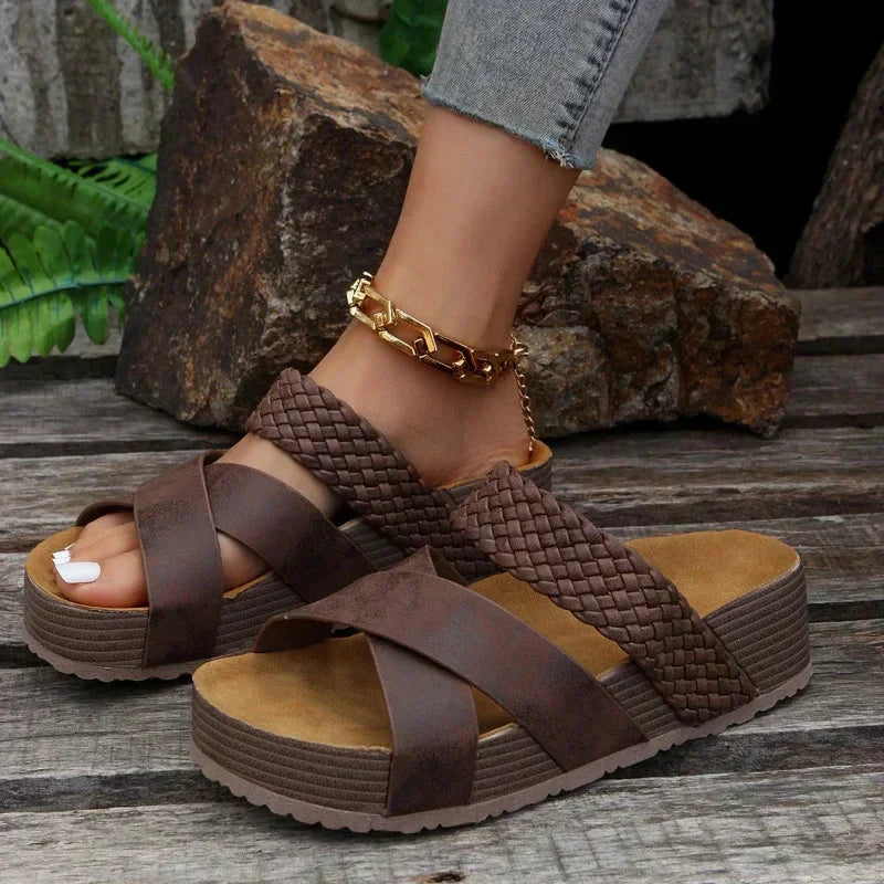 Erika™ – Braided Cross-Strap Sandals for Women