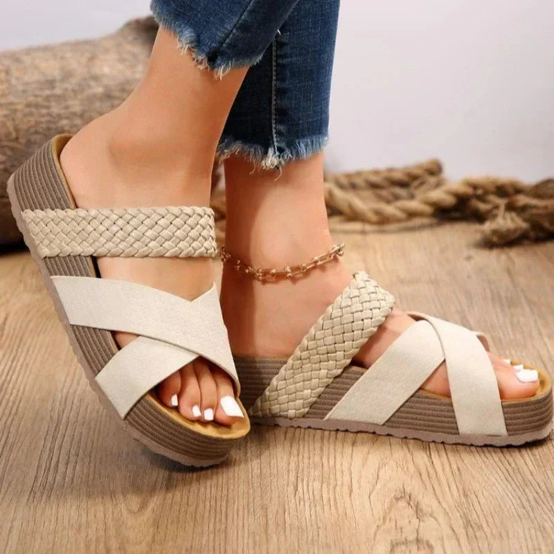 Erika™ – Braided Cross-Strap Sandals for Women