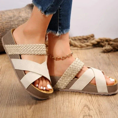 Erika™ – Braided Cross-Strap Sandals for Women